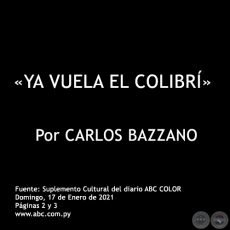 YA VUELA EL COLIBRÍ - Por CARLOS BAZZANO - Domingo, 17 de Enero de 2021